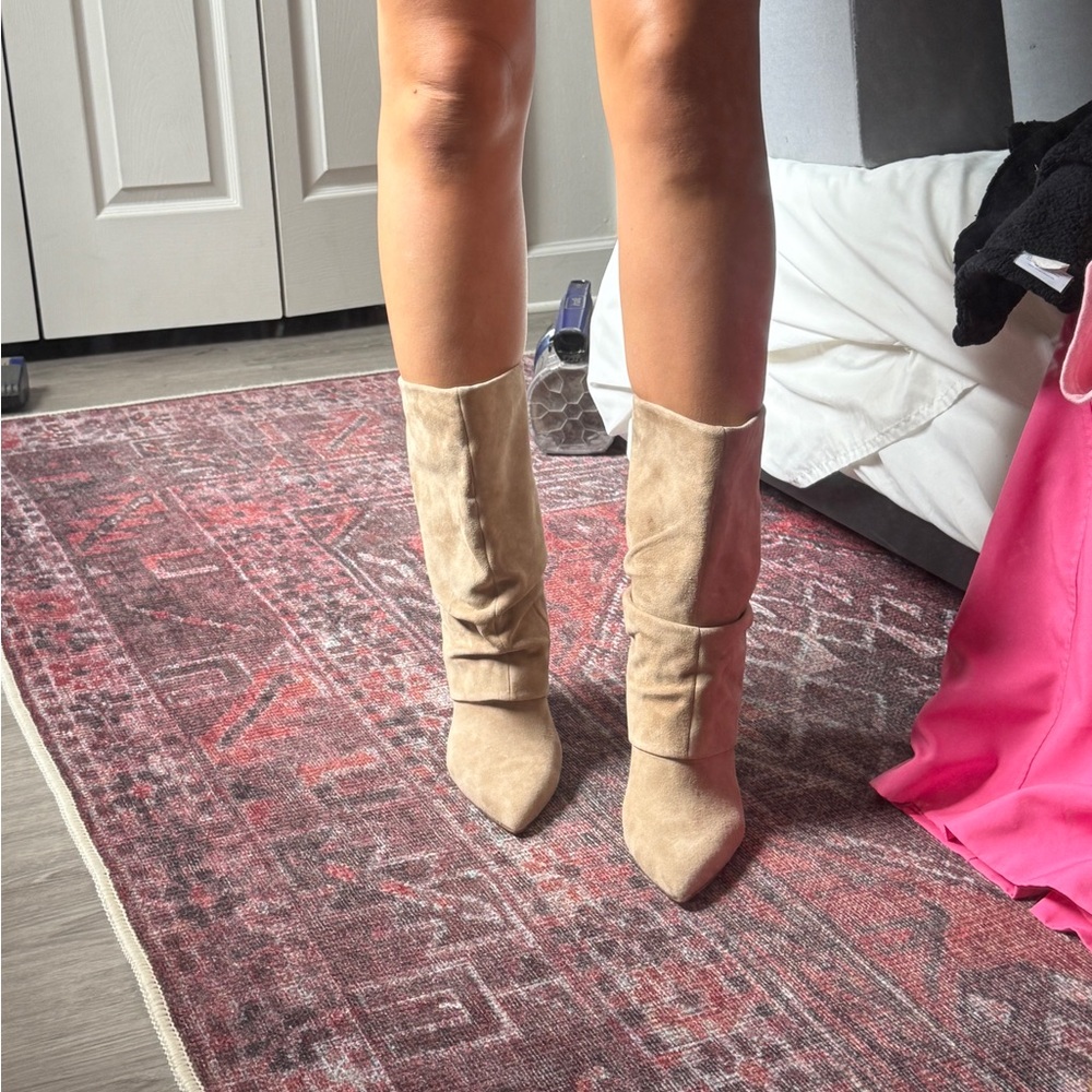 Nine West Francis heeled Foldover Boot Light Natural size 11